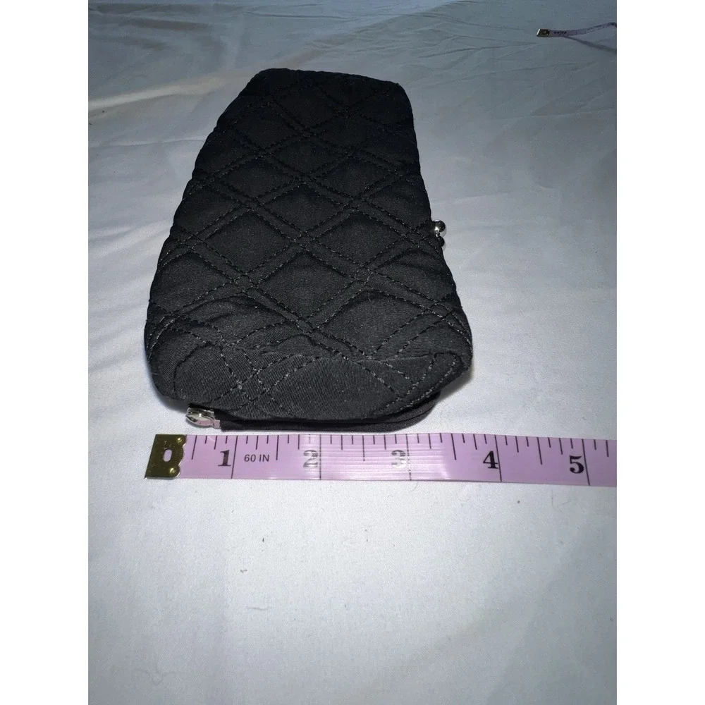 SOLD Vera Bradley Black Quilted Kiss Lock Wallet Sample ID Window Floral Lining - Picture 11 of 11